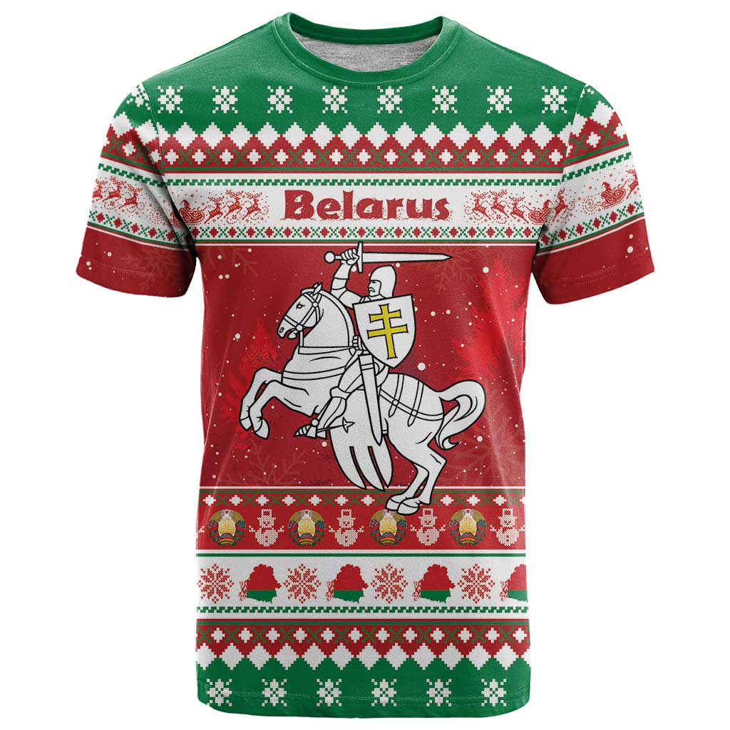 Belarus Pahonia Christmas T-Shirt Belarusian Vytis Knight Xmas Pattern Graphic Tee