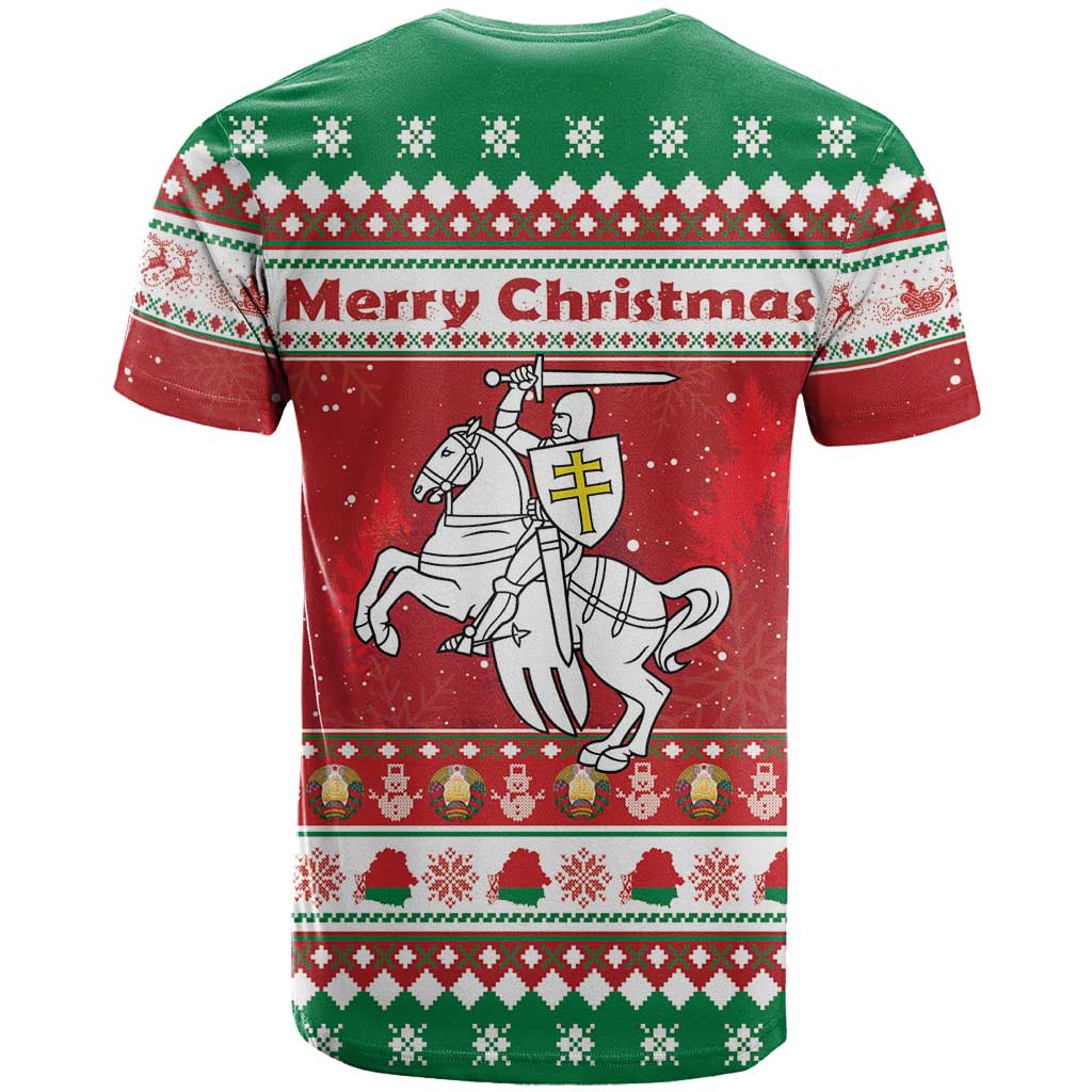 Belarus Pahonia Christmas T-Shirt Belarusian Vytis Knight Xmas Pattern Graphic Tee