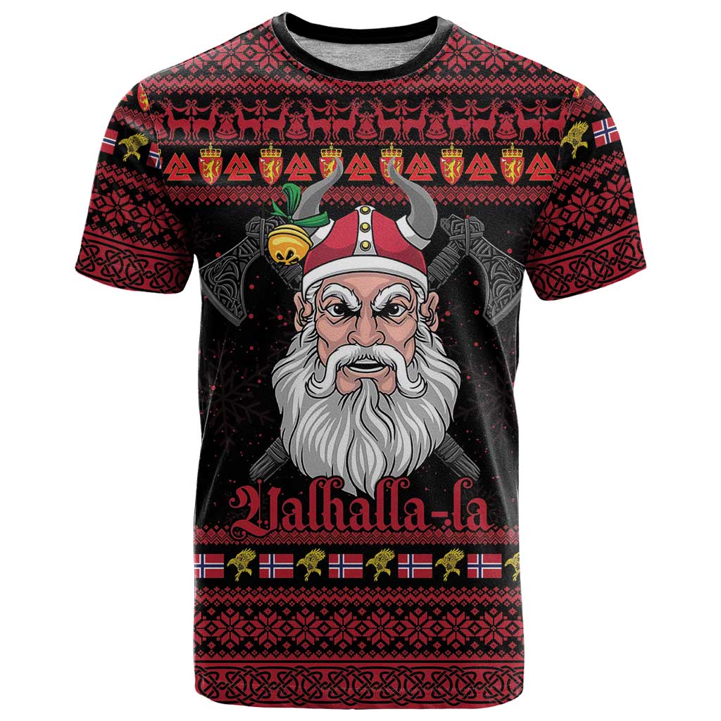 Norway Christmas T-Shirt Valhalla La La Viking Santa Graphic Tee