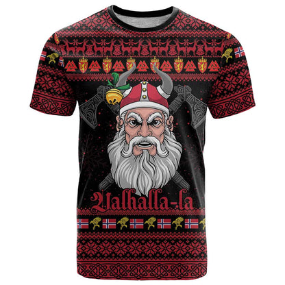 Norway Christmas T-Shirt Valhalla La La Viking Santa Graphic Tee