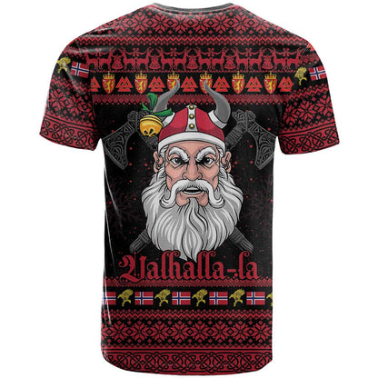 Norway Christmas T-Shirt Valhalla La La Viking Santa Graphic Tee