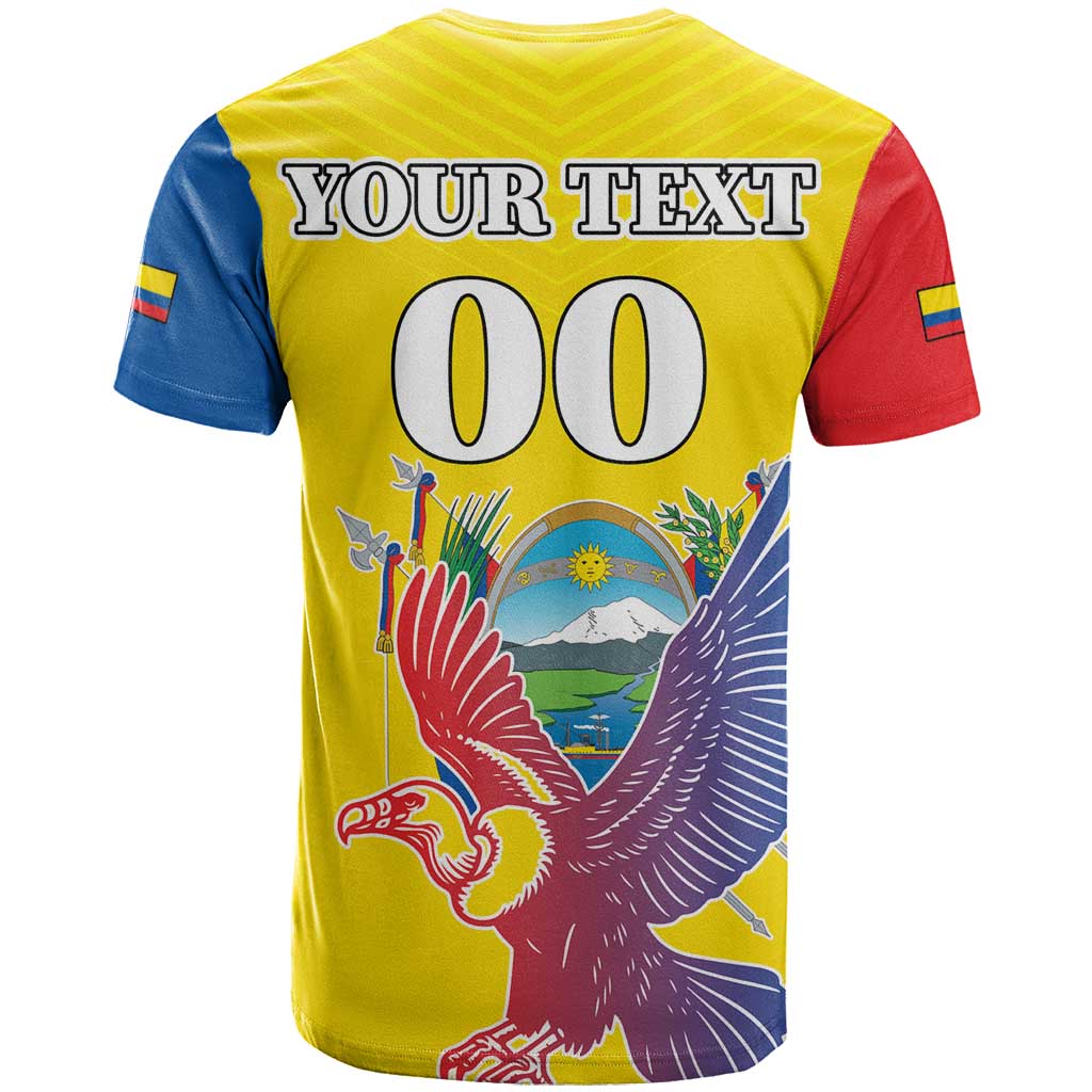Custom Ecuador Independence Day T-Shirt Andean Condor With Coat Of Arms Graphic Tee