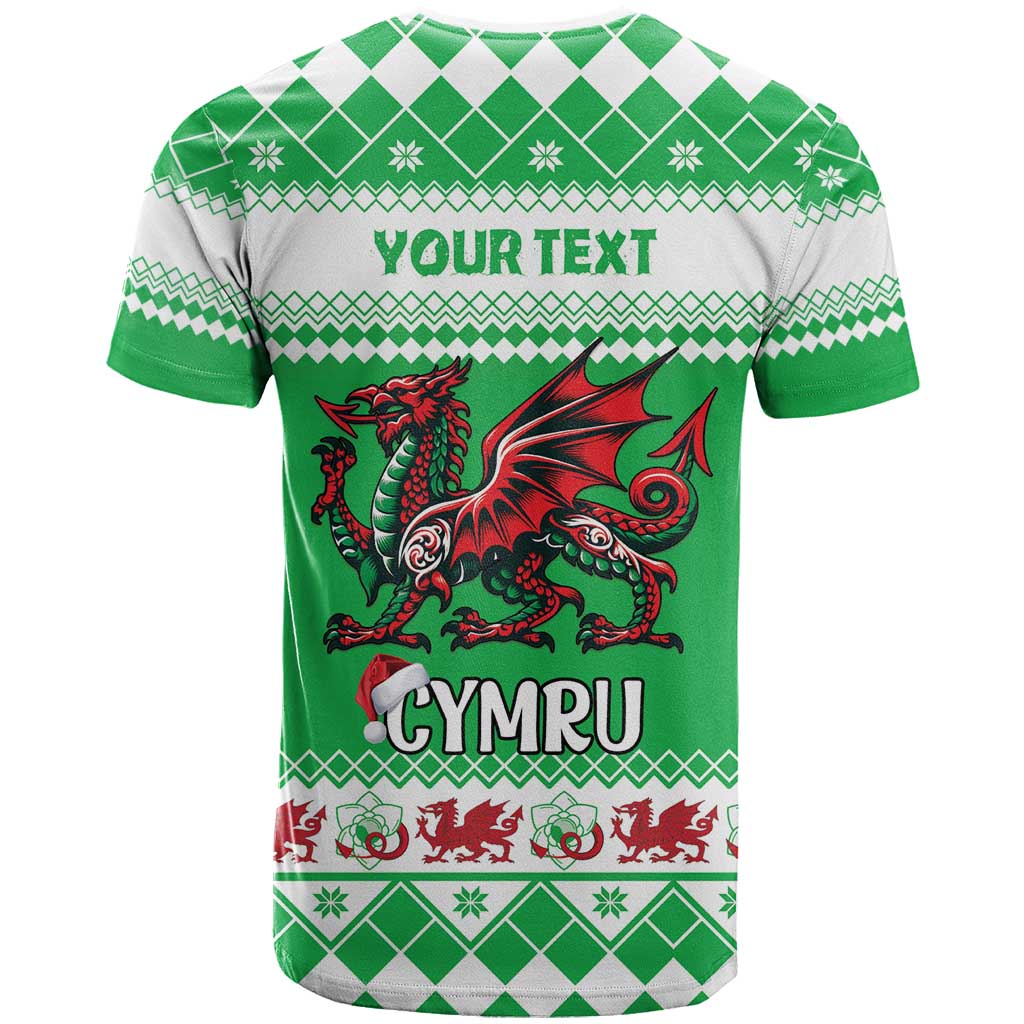 Personalized Wales Christmas Dragon T-Shirt Nadolig Llawen Green Version Graphic Tee