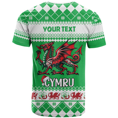 Personalized Wales Christmas Dragon T-Shirt Nadolig Llawen Green Version Graphic Tee