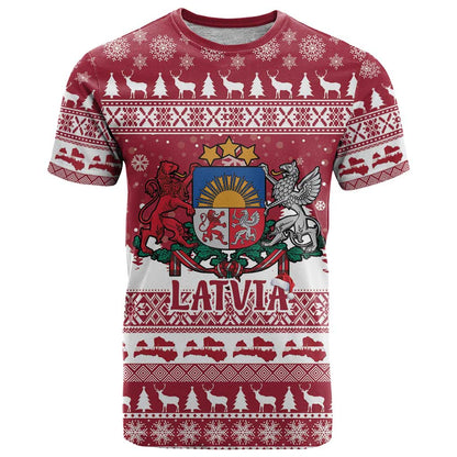 Latvia Christmas T-Shirt Priecigus Ziemassvetkus Graphic Tee