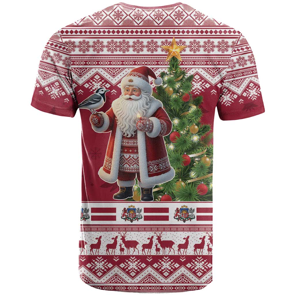 Latvia Christmas T-Shirt Ziemassvetku Vecitis Christmas Pattern Graphic Tee