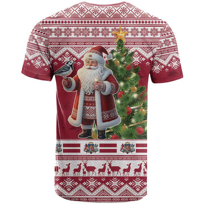 Latvia Christmas T-Shirt Ziemassvetku Vecitis Christmas Pattern Graphic Tee