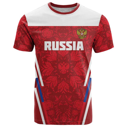 Custom Russia Football T-Shirt Red Eagle Spirit Graphic Tee