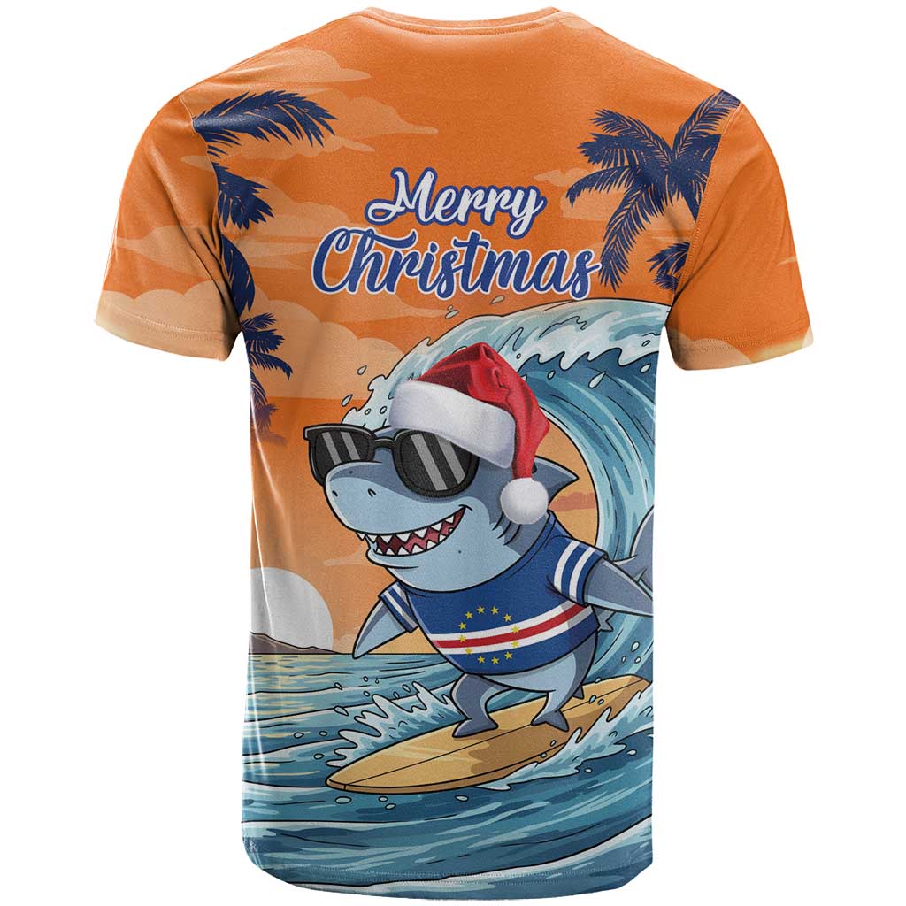 Cape Verde Christmas T-Shirt Shark Surfing Holiday Beach Style Graphic Tee