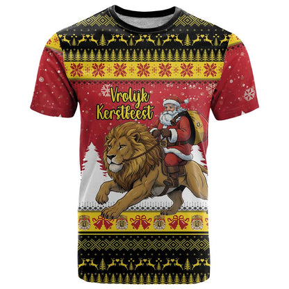 Belgium Christmas Personalized T-Shirt Santa Riding Lion Graphic Tee