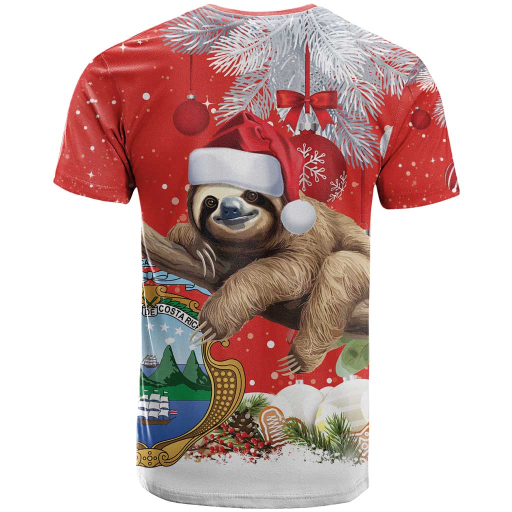 Christmas Costa Rica T-Shirt A Cheerful Sloth Wearing a Santa Hat Graphic Tee