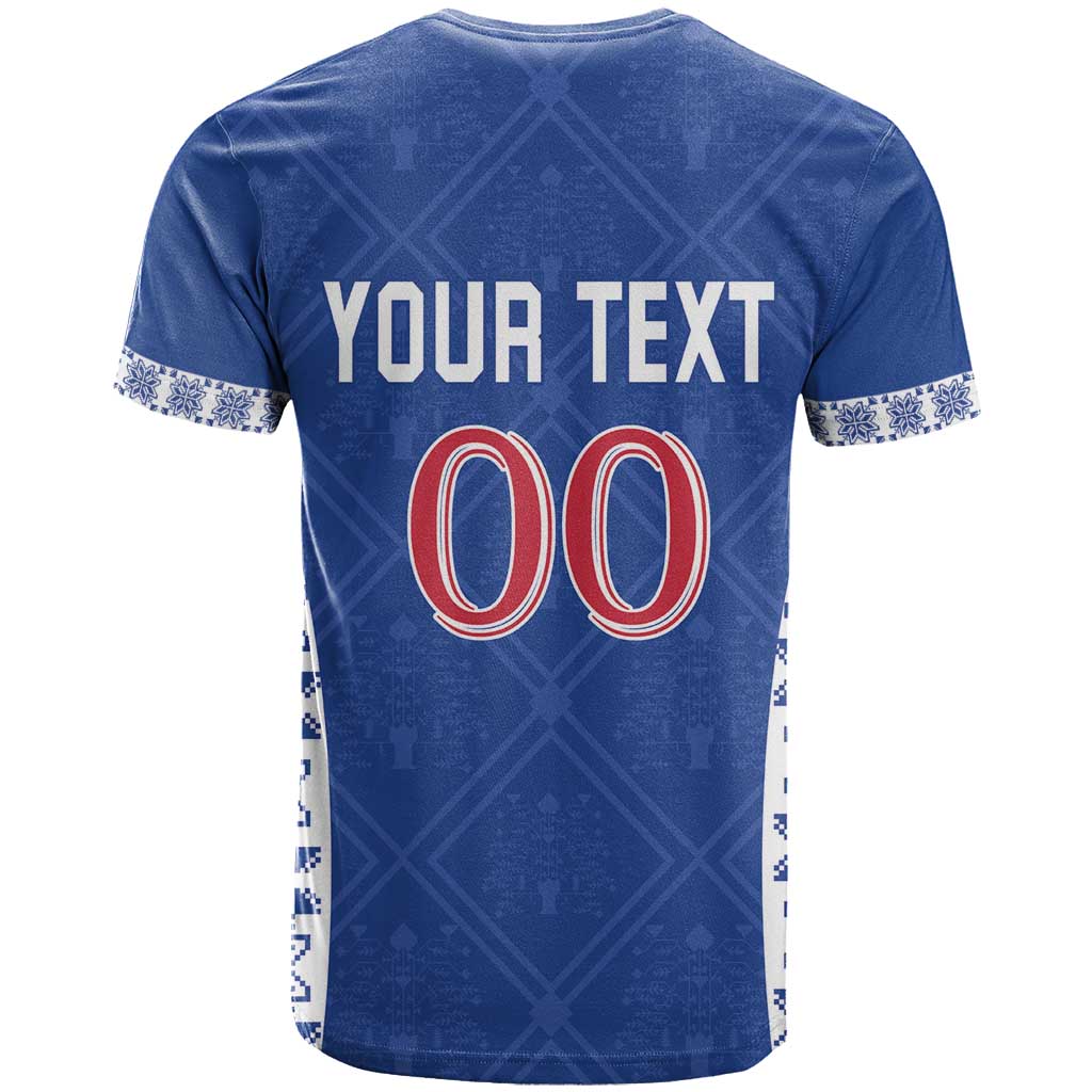 Custom Moldova Football T-Shirt Tricolorii Tree Of Life Blue Version Graphic Tee
