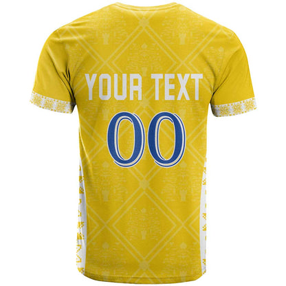 Custom Moldova Football T-Shirt Tricolorii Tree Of Life Yellow Version Graphic Tee