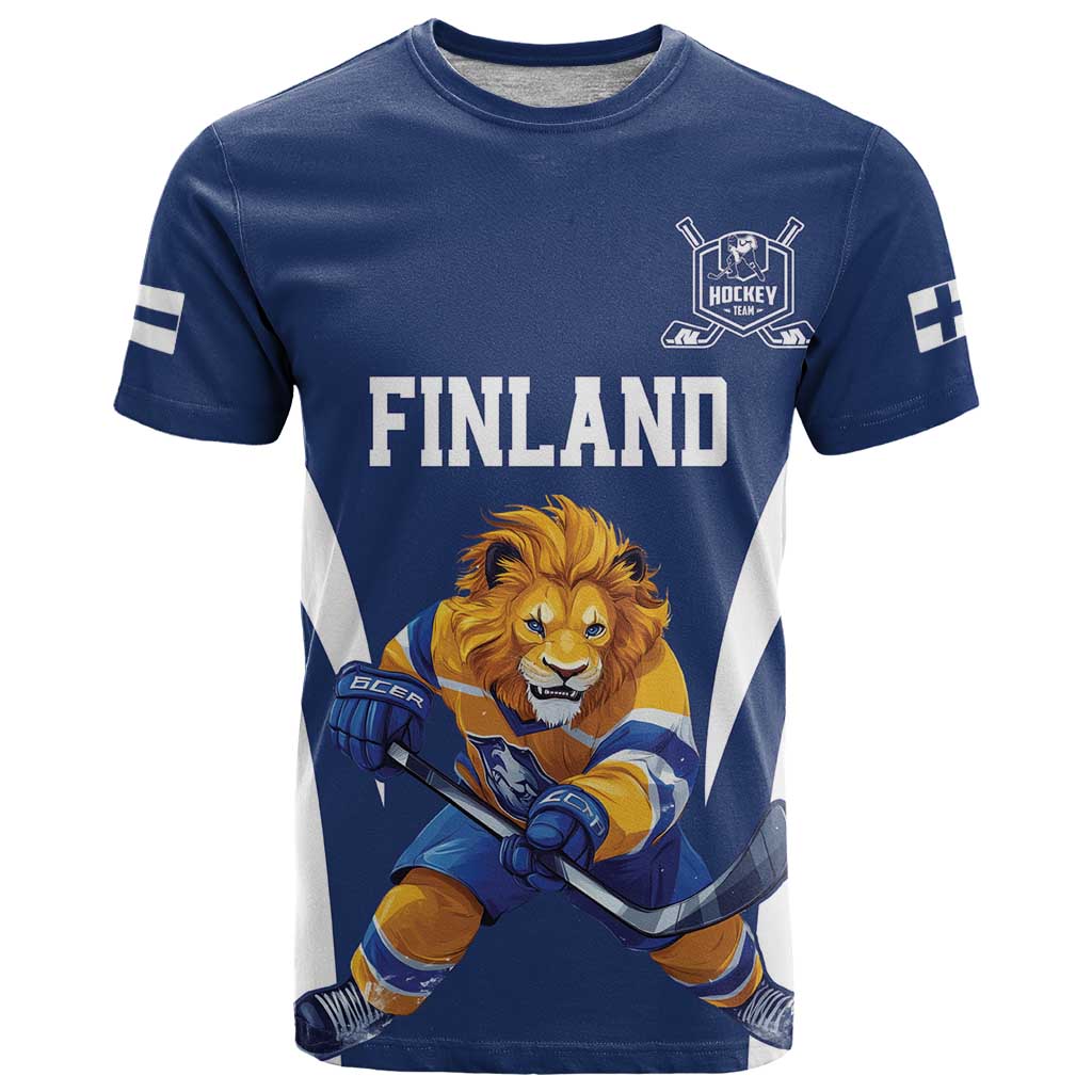 Custom Finland Hockey T-Shirt Suomi Leijonat Mascot Graphic Tee