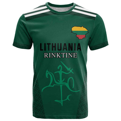 Custom Lithuania Football T-Shirt Vytis Lithuanian Lietuva Green Version Graphic Tee