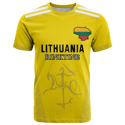 Custom Lithuania Football T-Shirt Vytis Lithuanian Lietuva Yellow Version Graphic Tee