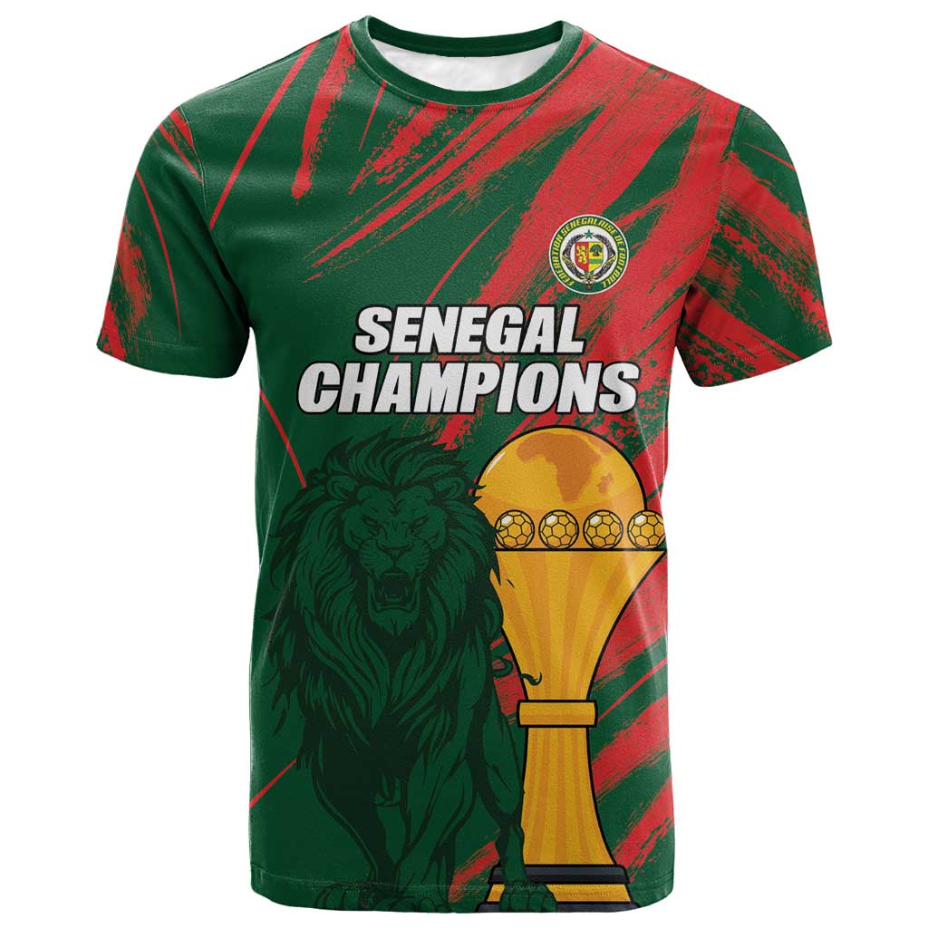 Custom Senegal Champions Football T-Shirt Lions of Teranga Rise Again Graphic Tee