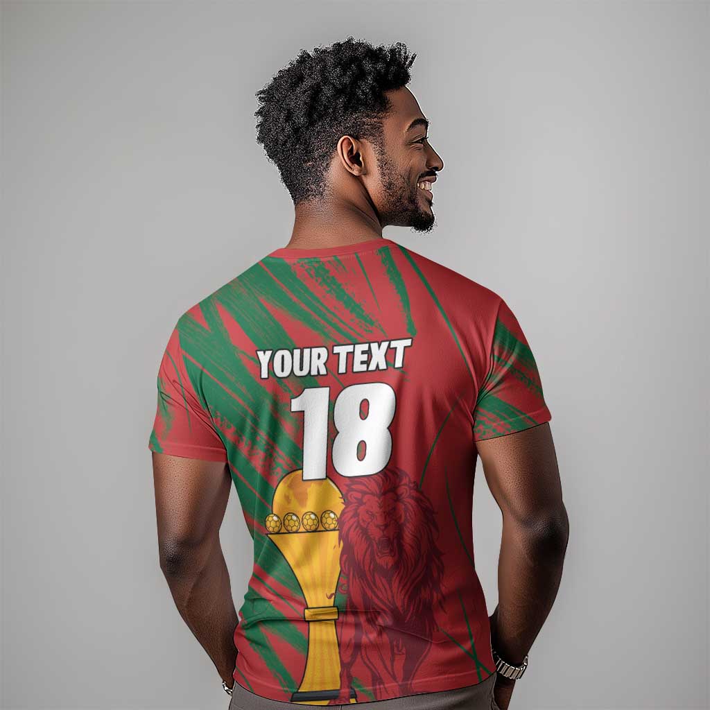 Custom Morocco Champions Football T-Shirt Atlas Lions Grunge Motif Graphic Tee