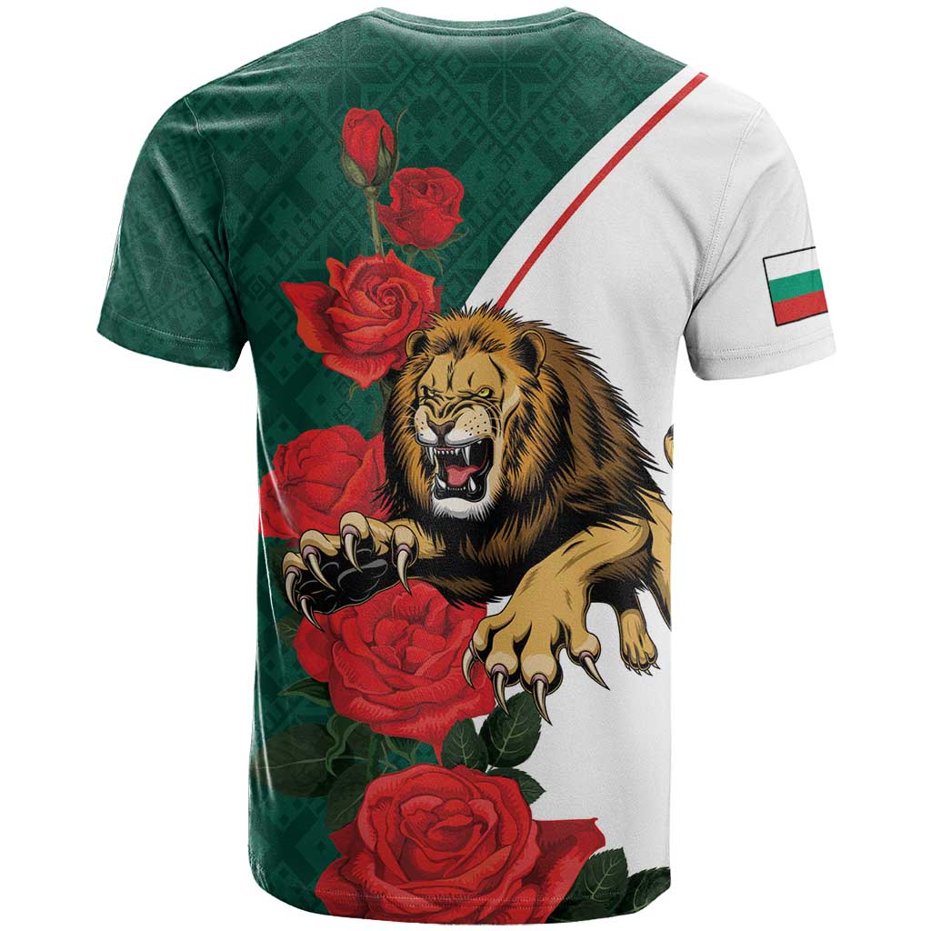 Bulgaria Lion T-Shirt Folk Patterns With Rose Graphic Tee