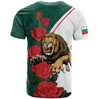 Bulgaria Lion T-Shirt Folk Patterns With Rose Graphic Tee