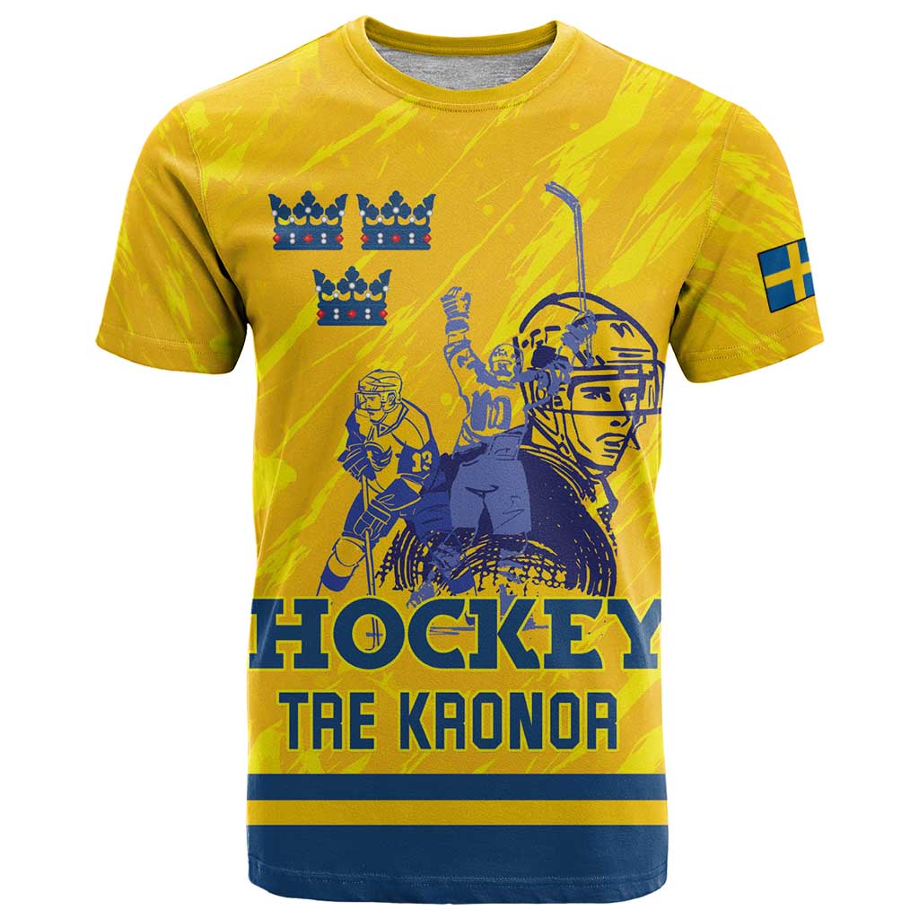 Custom Sweden Hockey T-Shirt Tre Kronor Go Champions Graphic Tee