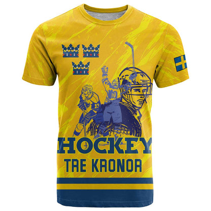 Custom Sweden Hockey T-Shirt Tre Kronor Go Champions Graphic Tee