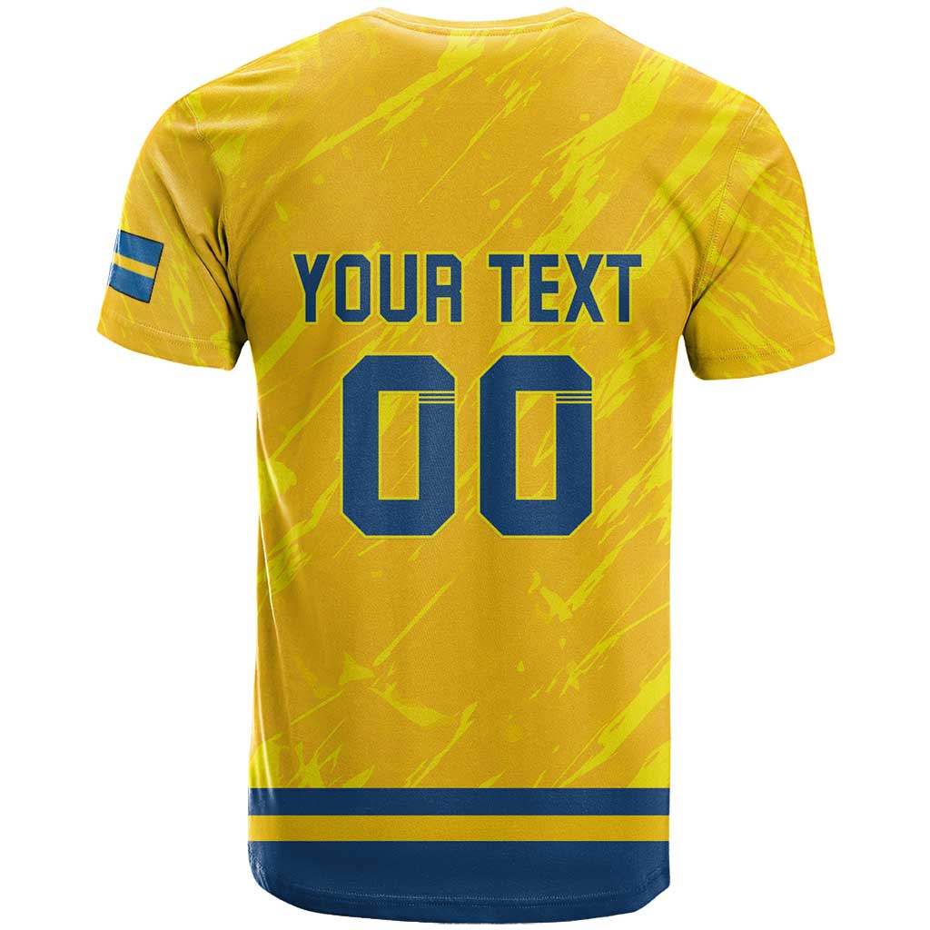 Custom Sweden Hockey T-Shirt Tre Kronor Go Champions Graphic Tee