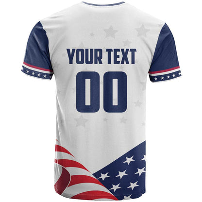 Custom USA Ice Hockey T-Shirt Team United States Eagle Mascot Graphic Tee