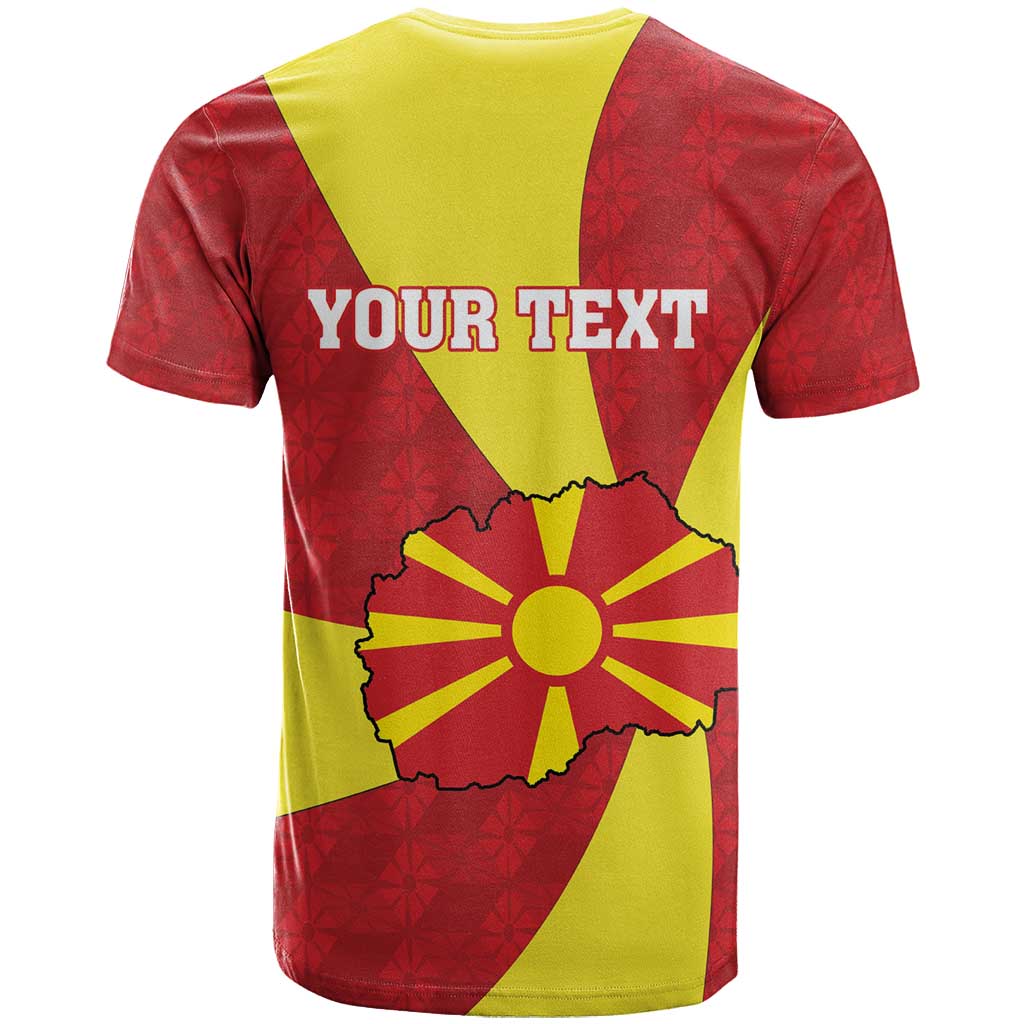 Personalized North Macedonia T-Shirt Lion With National emblem Graphic Tee