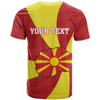 Personalized North Macedonia T-Shirt Lion With National emblem Graphic Tee