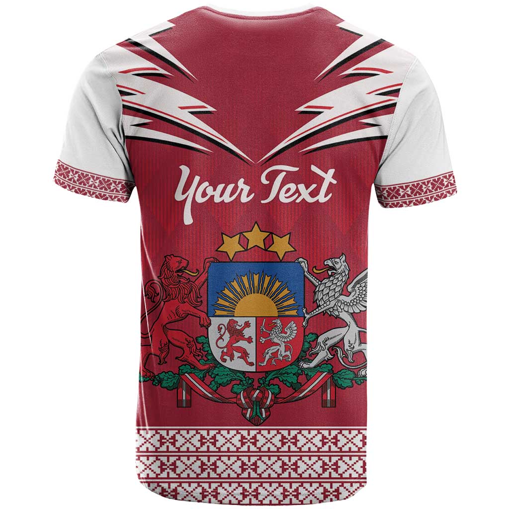 Personalized Latvia T-Shirt Latvijas Republika Folk Pattern Graphic Tee