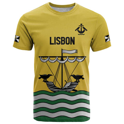 Personalized Lisbon Portugal T-Shirt Flag Style Graphic Tee