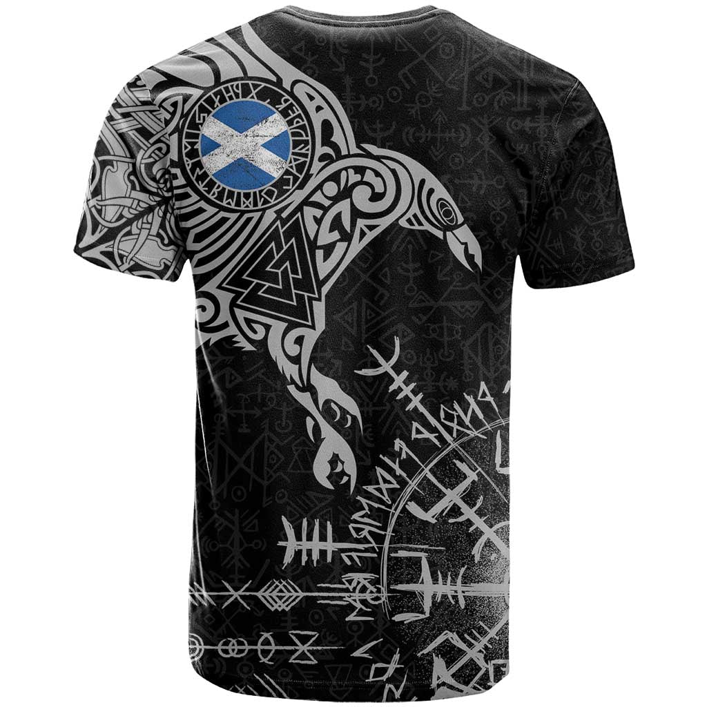 Scotland Viking Ravens T-Shirt Vegvisir Runes Pattern Graphic Tee