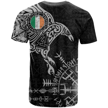 Ireland Viking Ravens T-Shirt Vegvisir Runes Pattern Graphic Tee