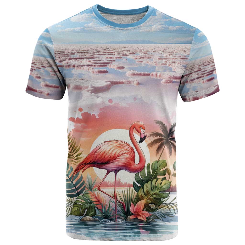 Personalized Bonaire Caribbean Flamingo T-Shirt Pink Salt Flats Graphic Tee