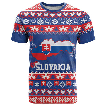 Slovakia Christmas T-Shirt Slovakian Double Cross Map Graphic Tee
