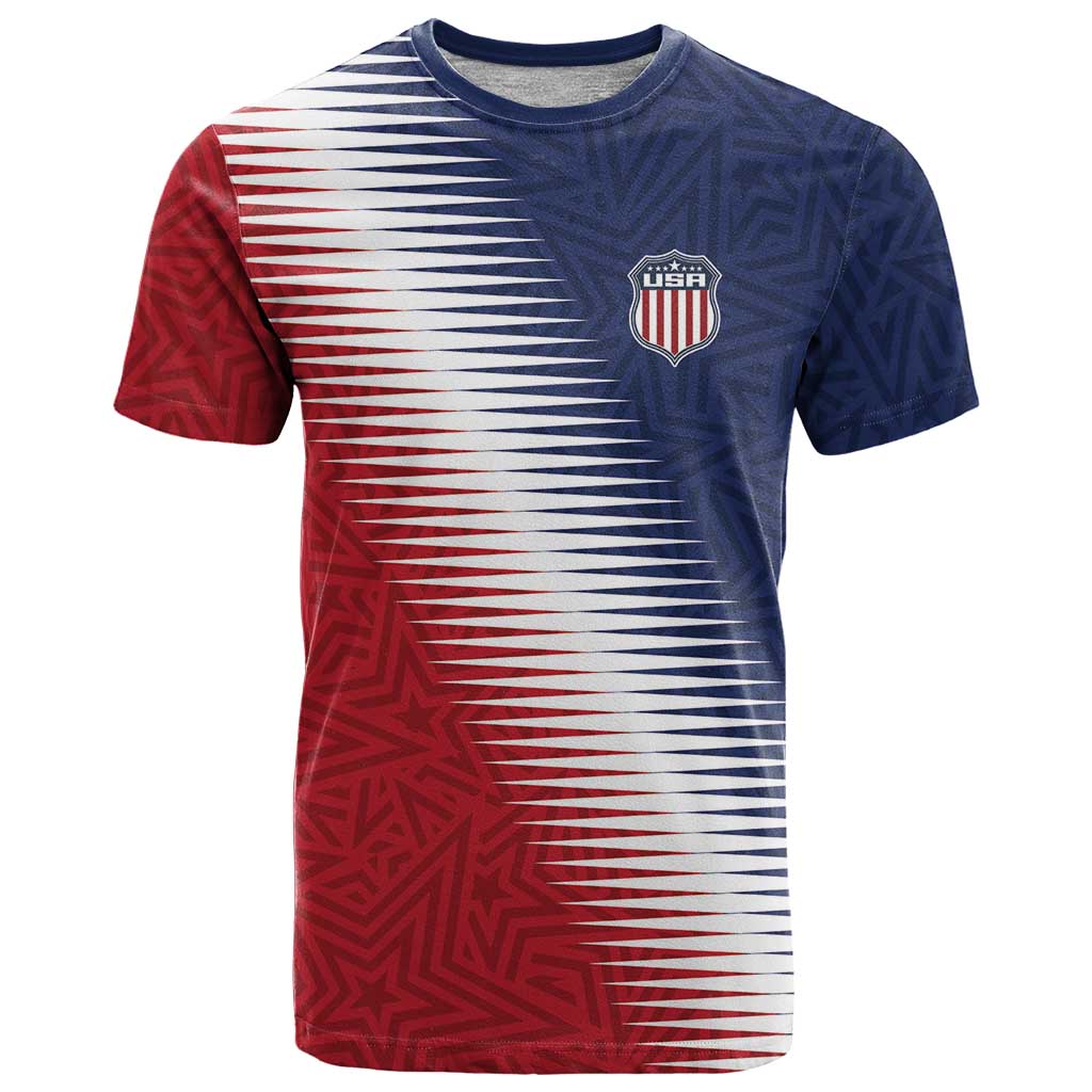 Custom USA Soccer Spirit T-Shirt Abstract Stars Style Graphic Tee