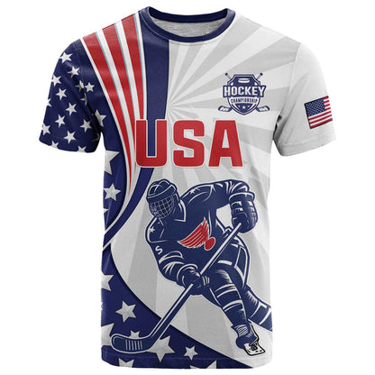 Custom United States Ice Hockey T-Shirt USA Go Champions Graphic Tee
