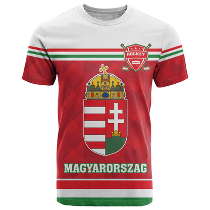 Custom Hungary Hockey T-Shirt Magyarorszag Sporty Style Graphic Tee