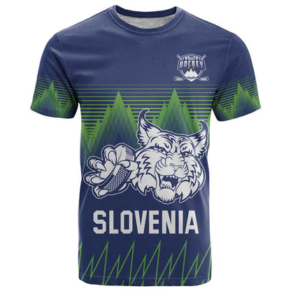 Custom Slovenia Hockey T-Shirt Slovenija Lynx Mascot Graphic Tee