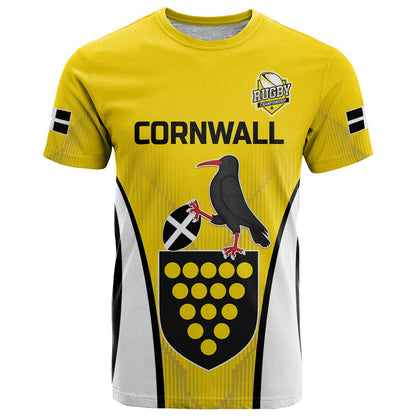 Custom Cornwall Rugby T-Shirt Cornish Chough Go Champion Graphic Tee