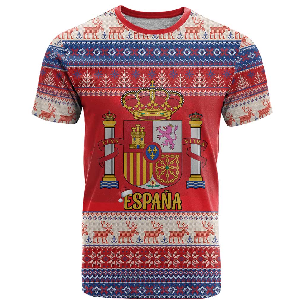 Spain Coat Of Arms Christmas T-Shirt Feliz Navidad Graphic Tee
