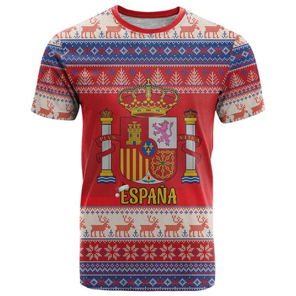 Spain Coat Of Arms Christmas T-Shirt Feliz Navidad Graphic Tee