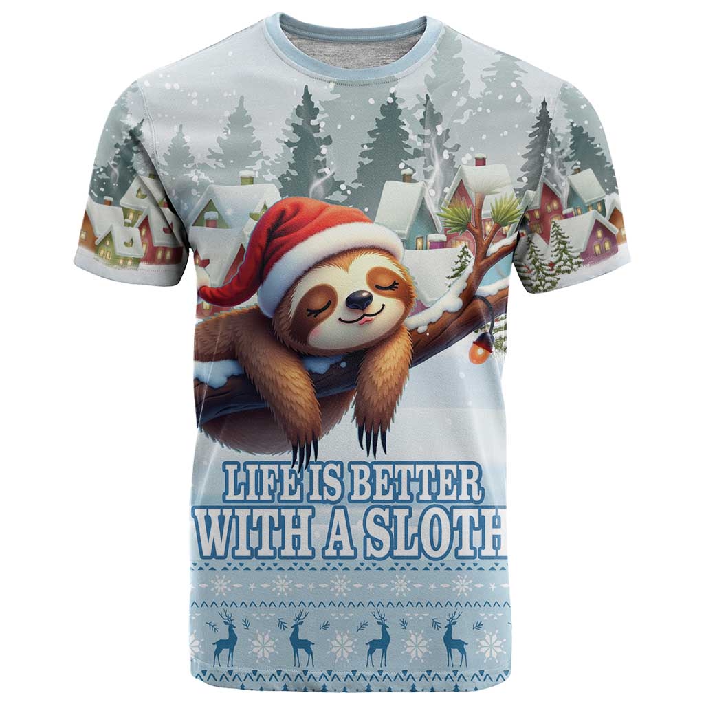 Merry Slothmas T-Shirt Life Is Better With A Sloth Graphic Tee