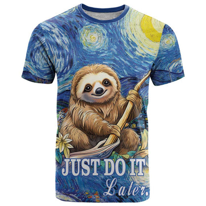 Sloth Starry Night T-Shirt I'm Not Lazy Graphic Tee