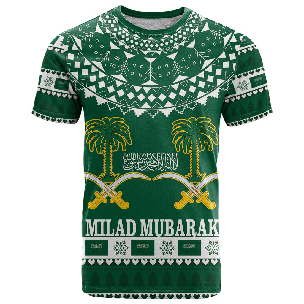 Saudi Arabia Christmas T-Shirt Coat Of Arms Milad Mubarak Graphic Tee