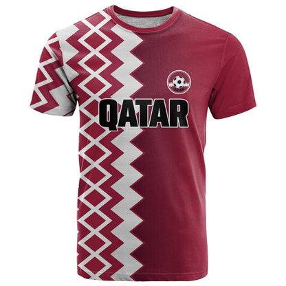 Custom Qatar Football T-Shirt Maroon One Go Champion Graphic Tee