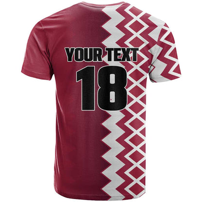 Custom Qatar Football T-Shirt Maroon One Go Champion Graphic Tee