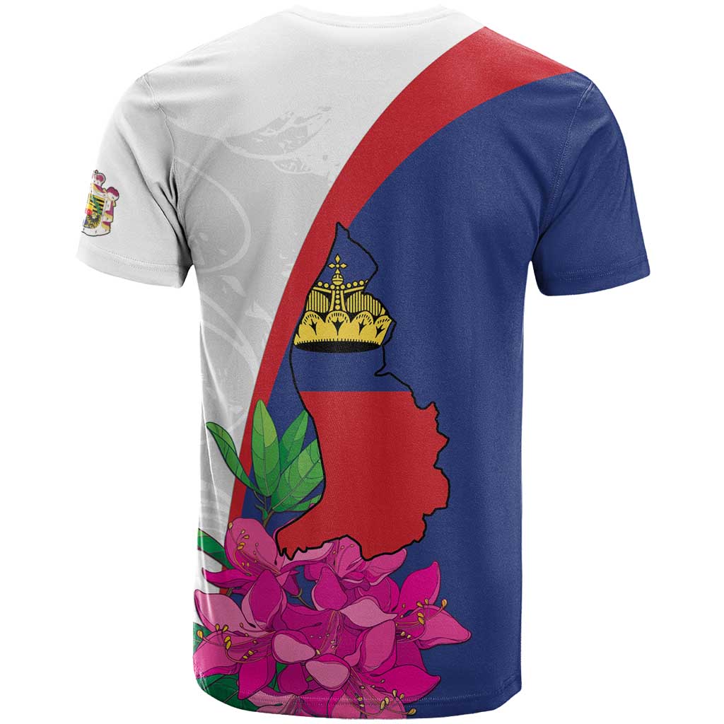 Furstentum Liechtenstein T-Shirt Kestrel With Alpine Rose Flower Graphic Tee