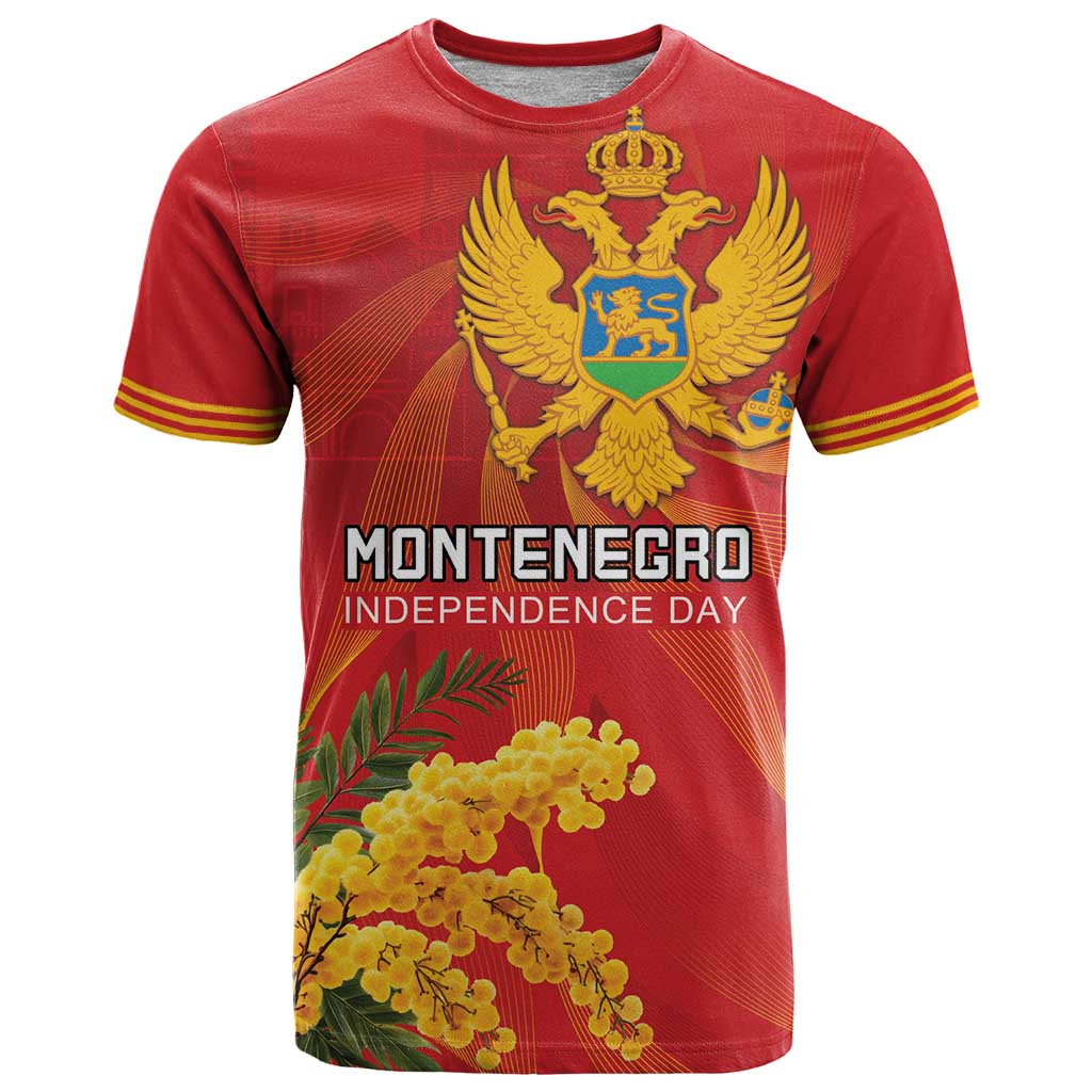Personalized Montenegro Independence Day T-Shirt Coat Of Arms With Mimoza Graphic Tee